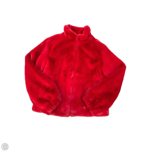 Jacket Faux Fur & Sherpa By Clothes Mentor In Red, Size: S