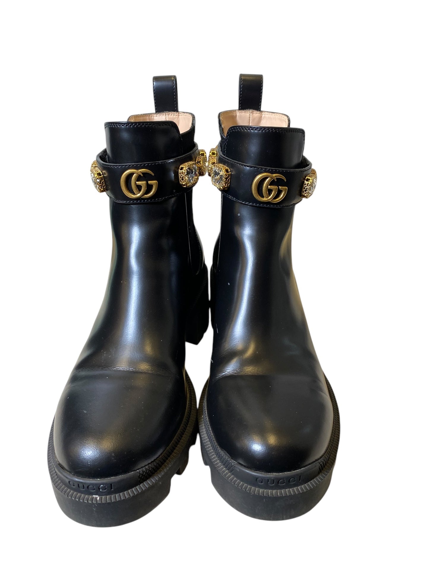 Boots Luxury Designer By Gucci In Black, Size: 7.5