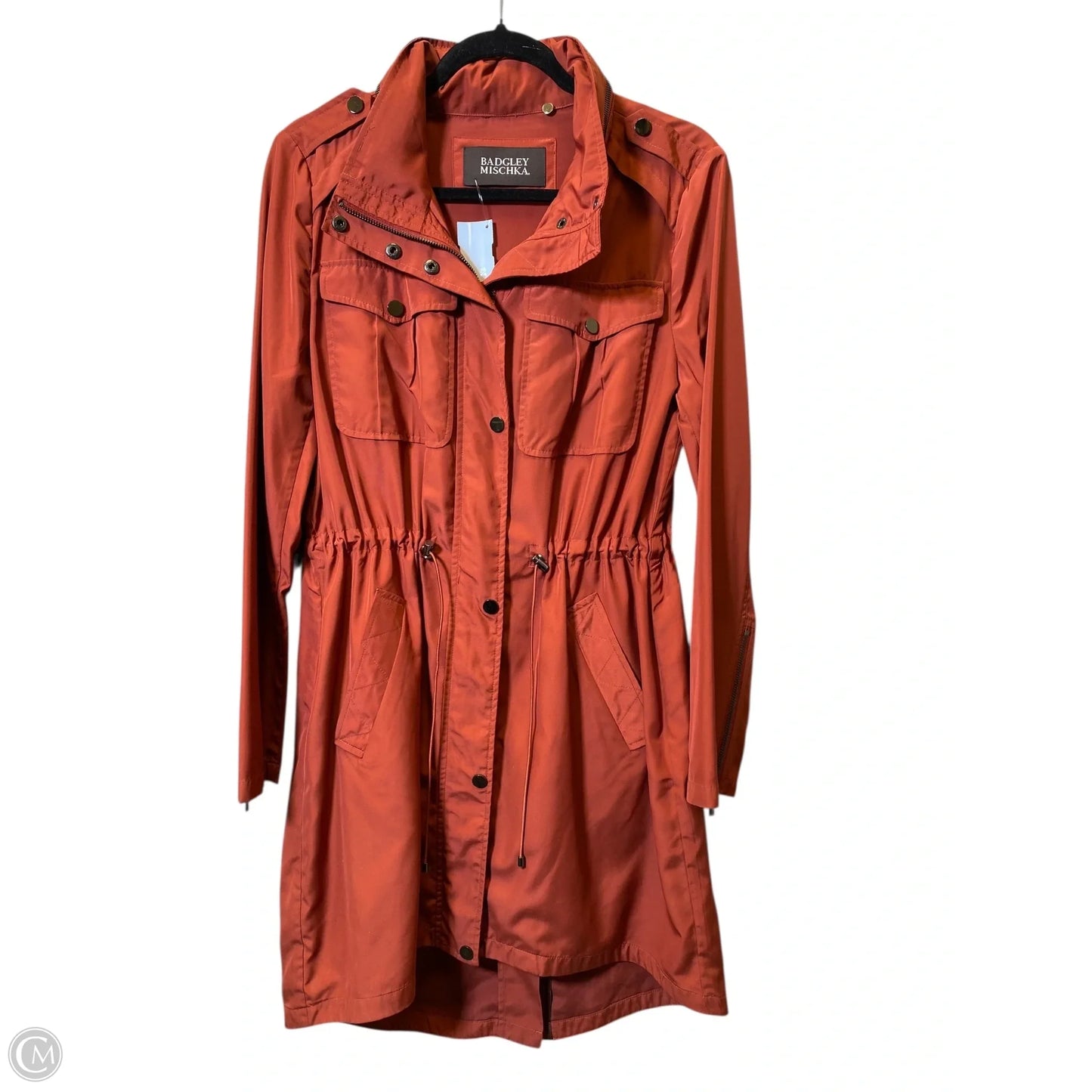 Jacket Windbreaker By Badgley Mischka In Orange, Size: M