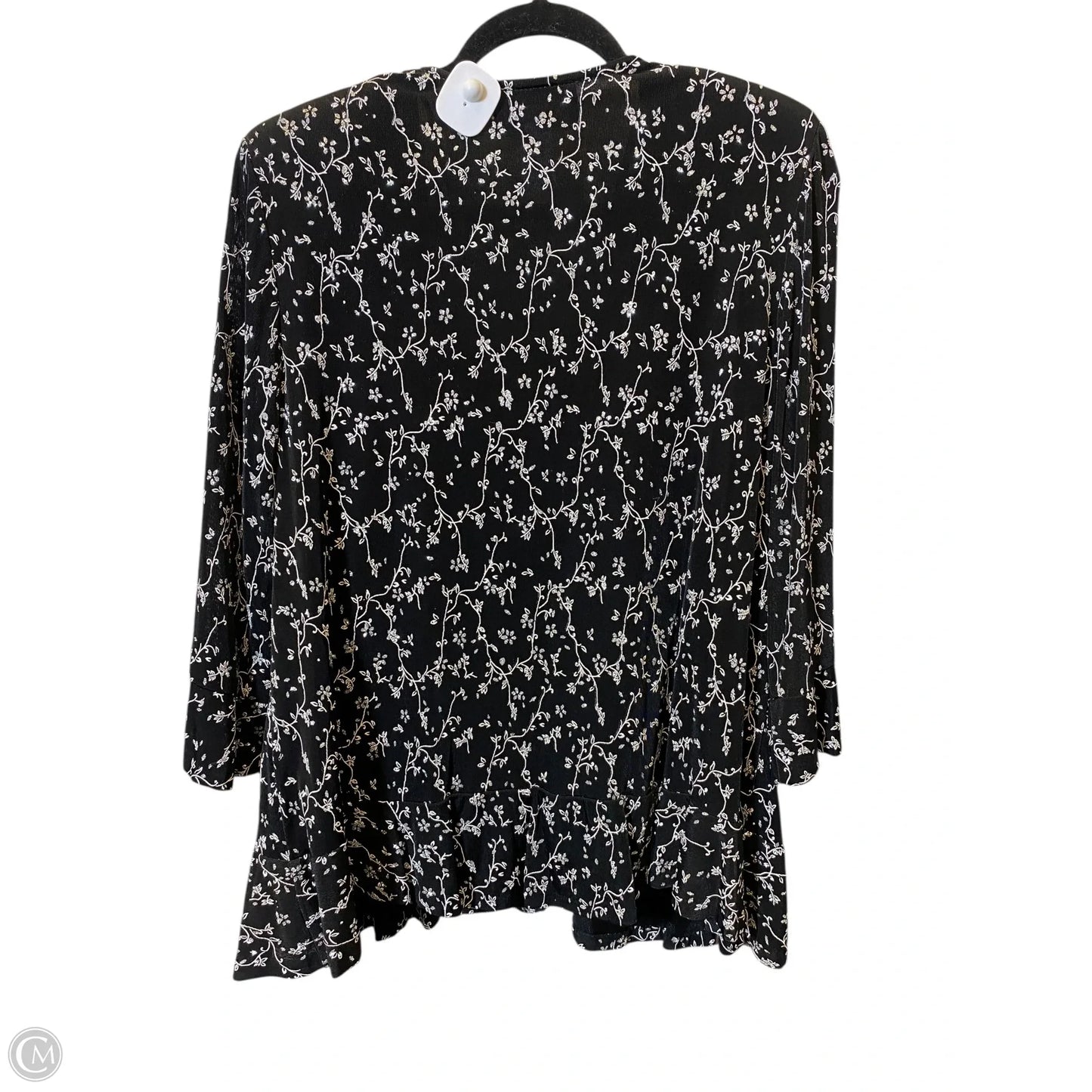 Top 2pc Long Sleeve By Alex In Black & Silver, Size: 1x