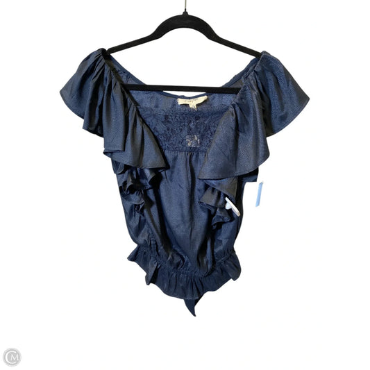 Top Short Sleeve By Anthropologie In Navy, Size: Xs