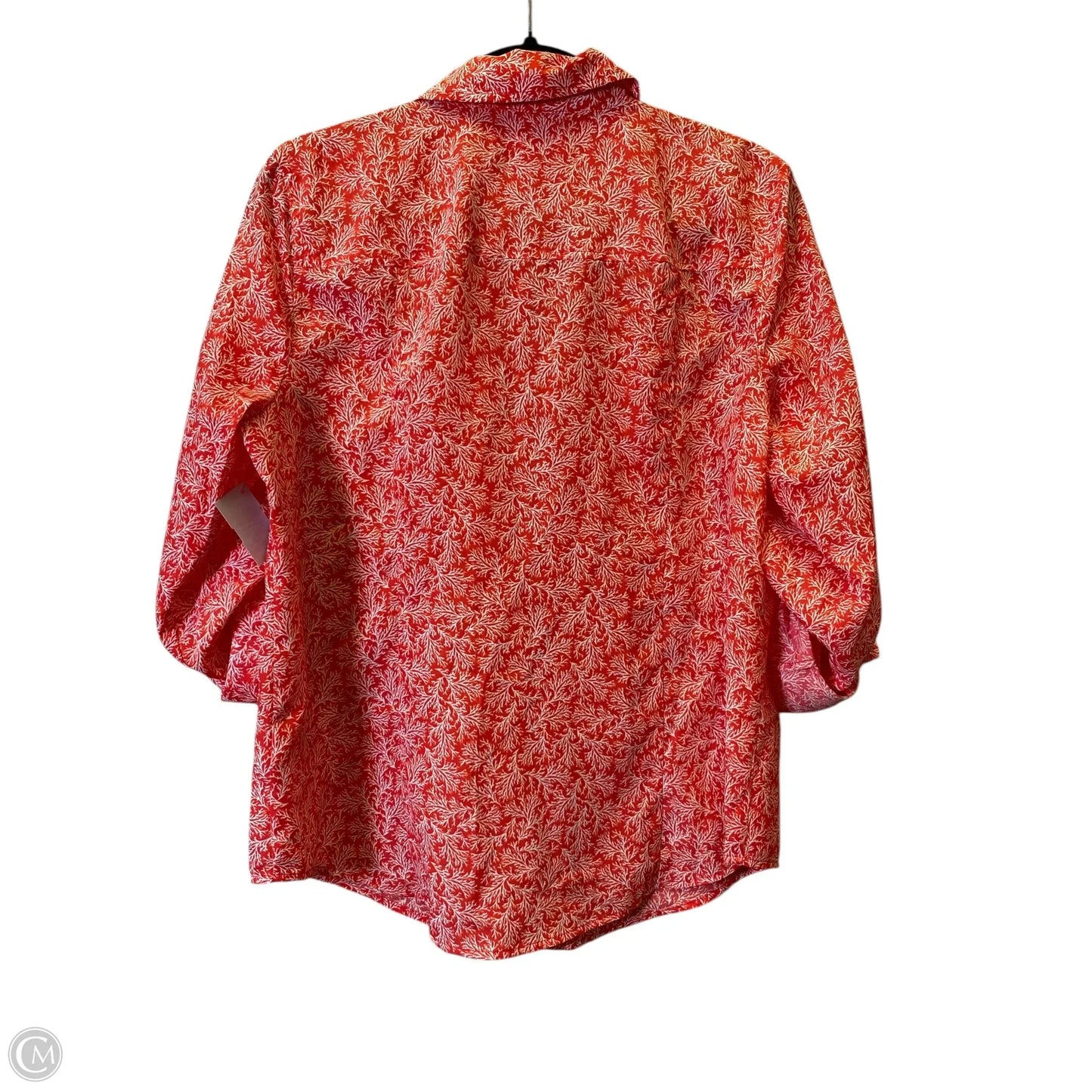 Top 3/4 Sleeve Designer By Michael Kors In Red & White, Size: L