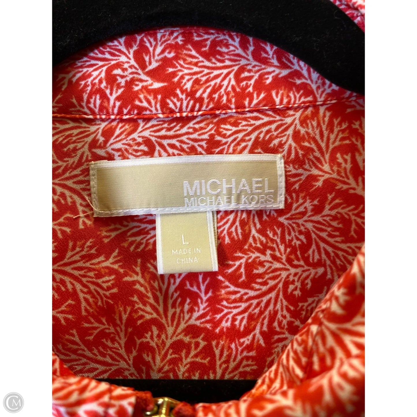 Top 3/4 Sleeve Designer By Michael Kors In Red & White, Size: L