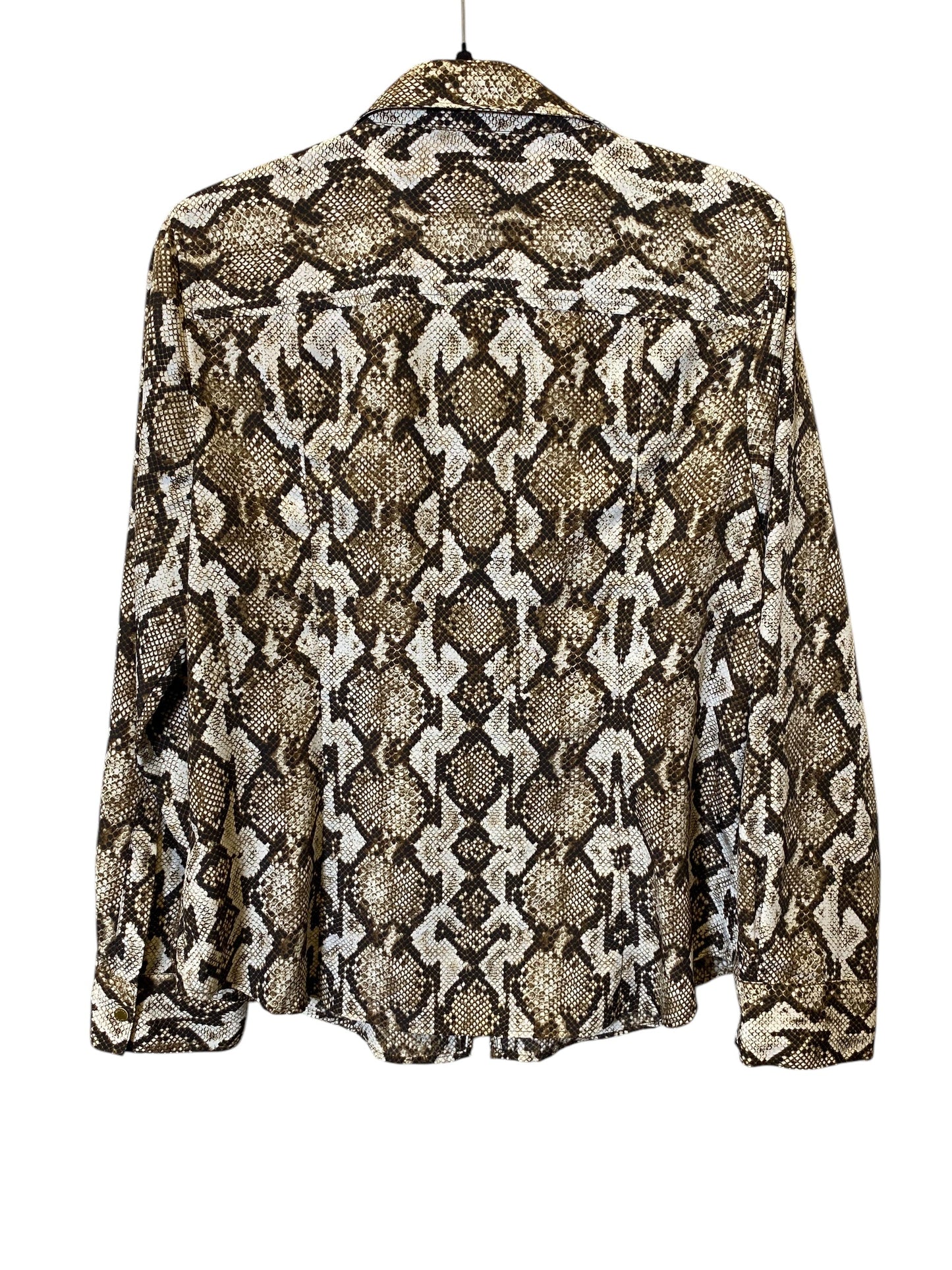 Blouse Long Sleeve By Michael By Michael Kors In Snakeskin Print, Size: L