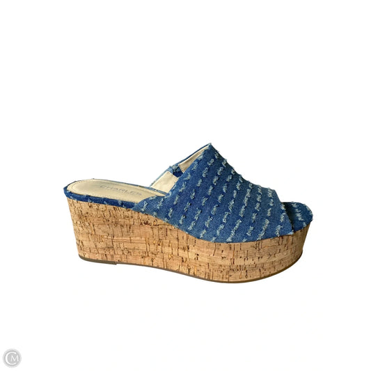 Sandals Heels Wedge By Charles By Charles David In Blue Denim, Size: 9.5