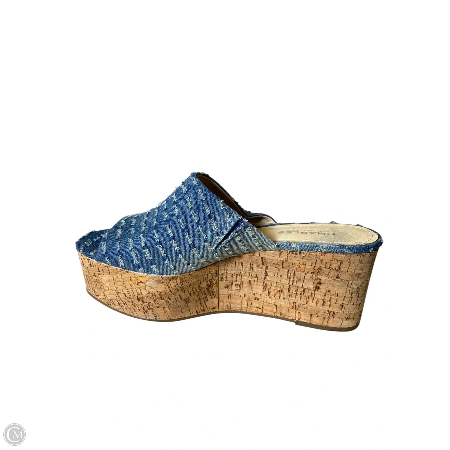Sandals Heels Wedge By Charles By Charles David In Blue Denim, Size: 9.5
