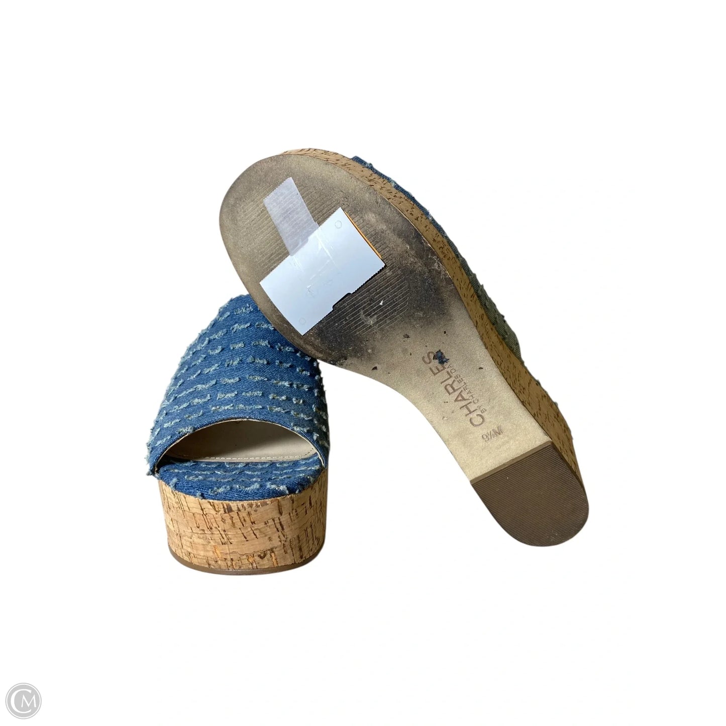 Sandals Heels Wedge By Charles By Charles David In Blue Denim, Size: 9.5