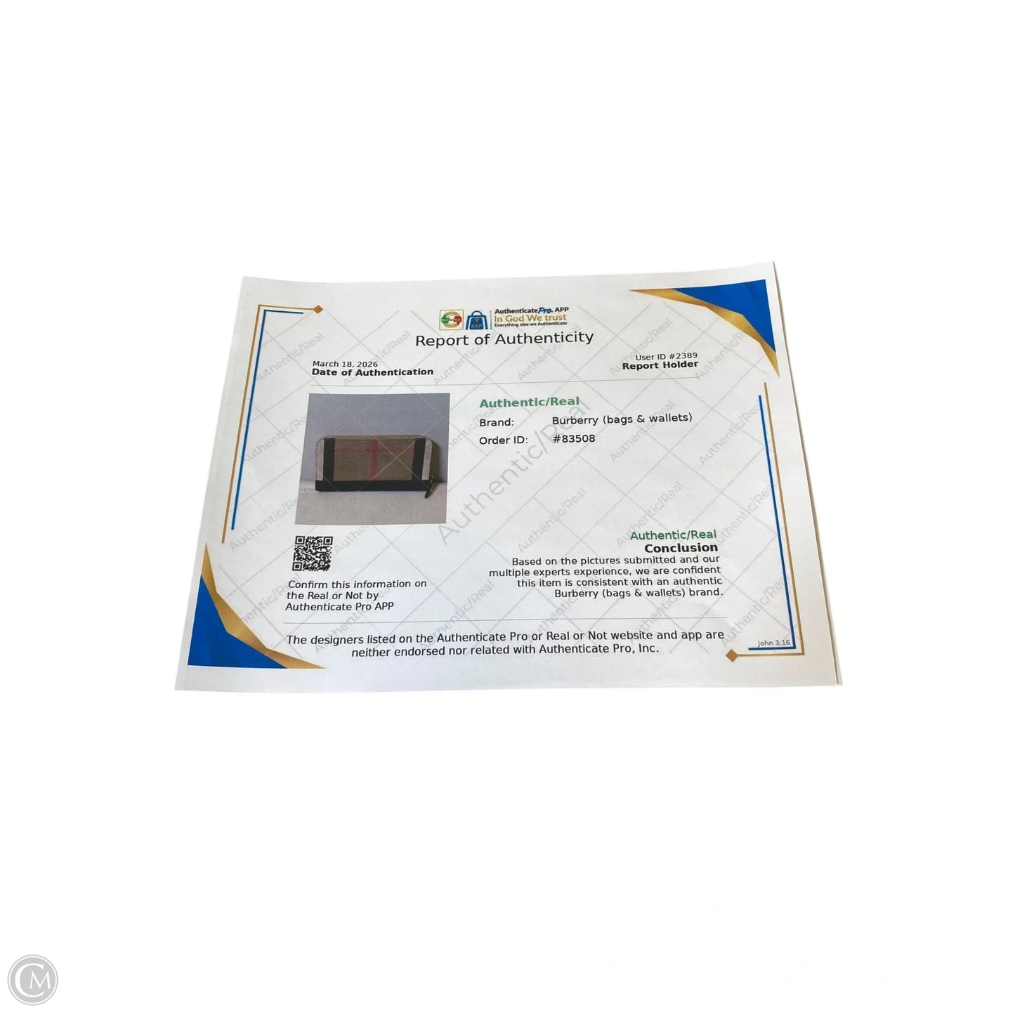 Wallet Luxury Designer By Burberry, Size: Medium