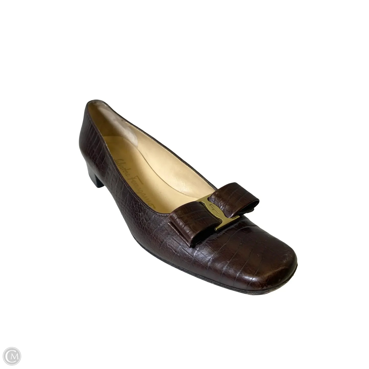 Shoes Luxury Designer By Ferragamo In Brown, Size: 7.5