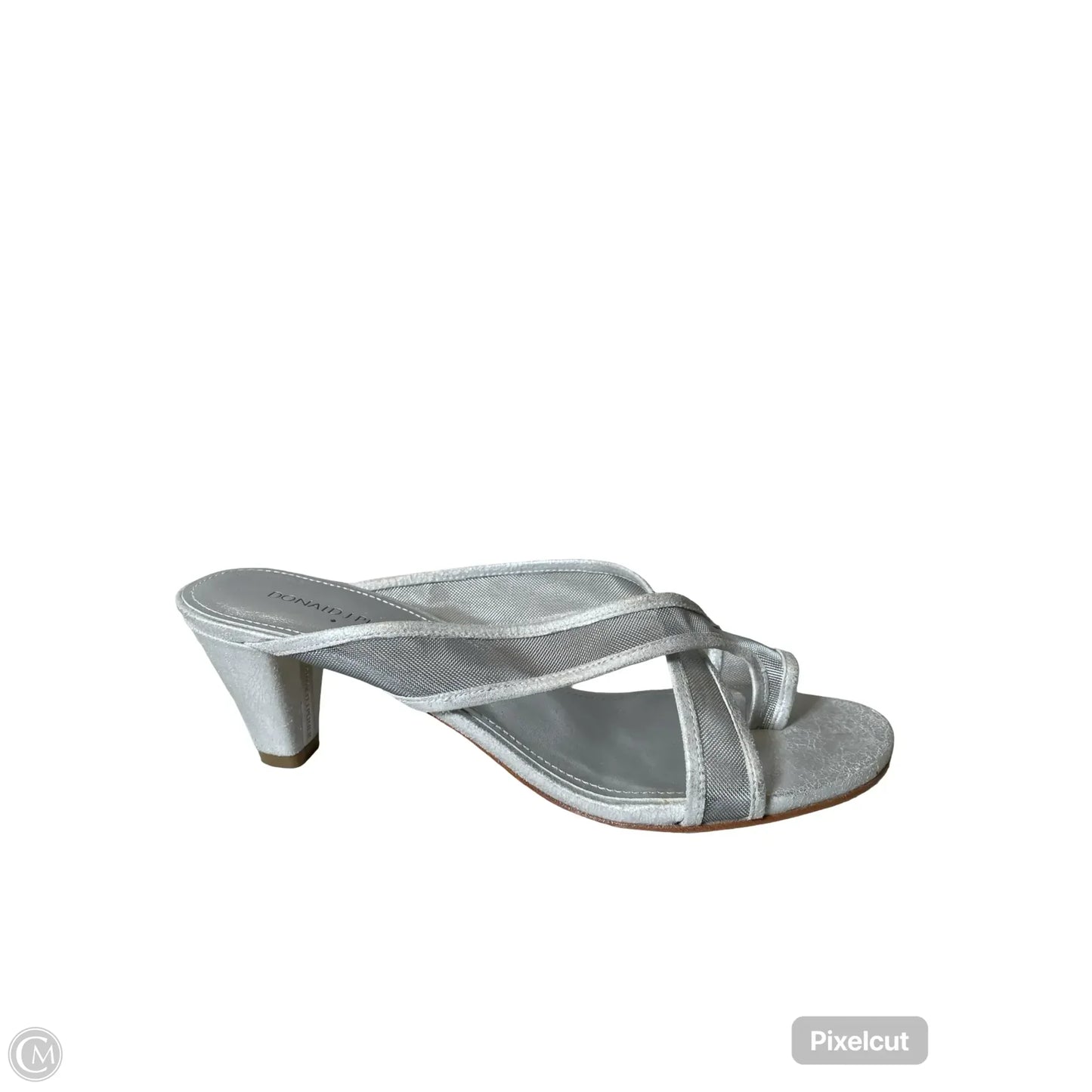Sandals Heels Kitten By Donald Pliner In Silver, Size: 9.5
