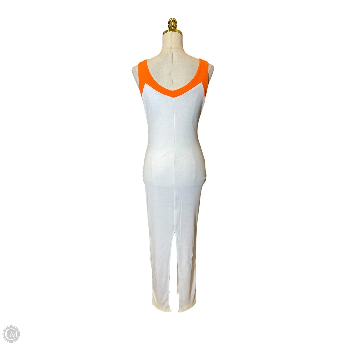 Dress Casual Maxi By Micas In Orange & White, Size: L