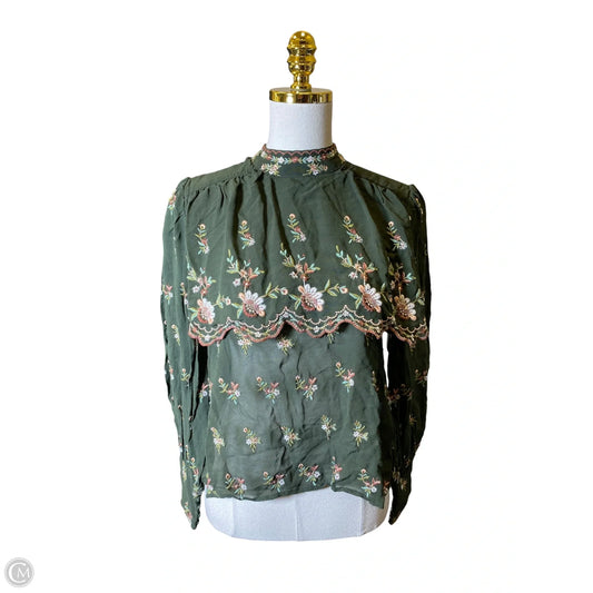 Top Long Sleeve By Zara In Green, Size: S