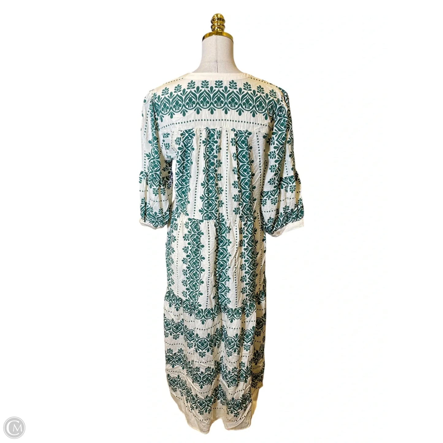 Dress Casual Maxi By Figuero & Flower In Cream & Green, Size: L