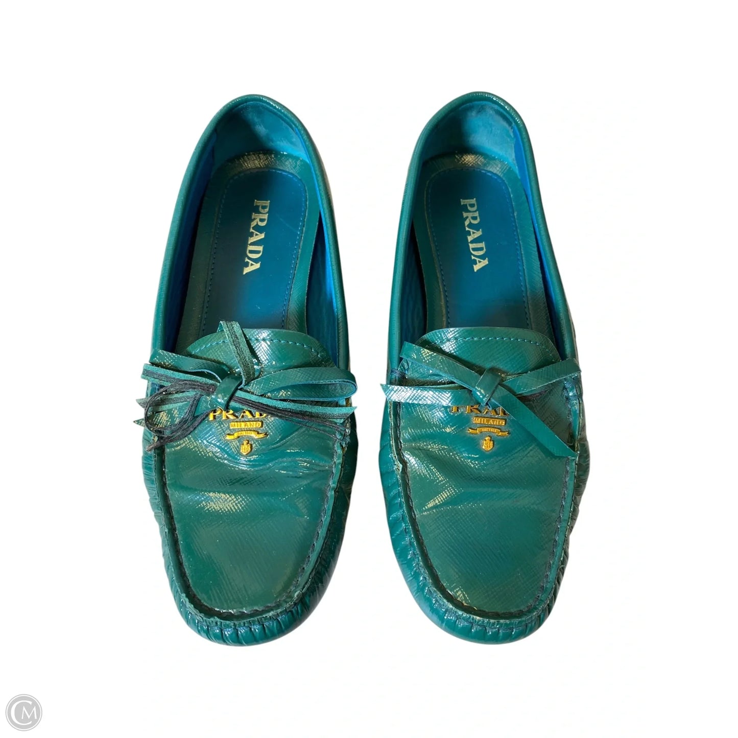 Shoes Luxury Designer By Prada In Green, Size: 5.5
