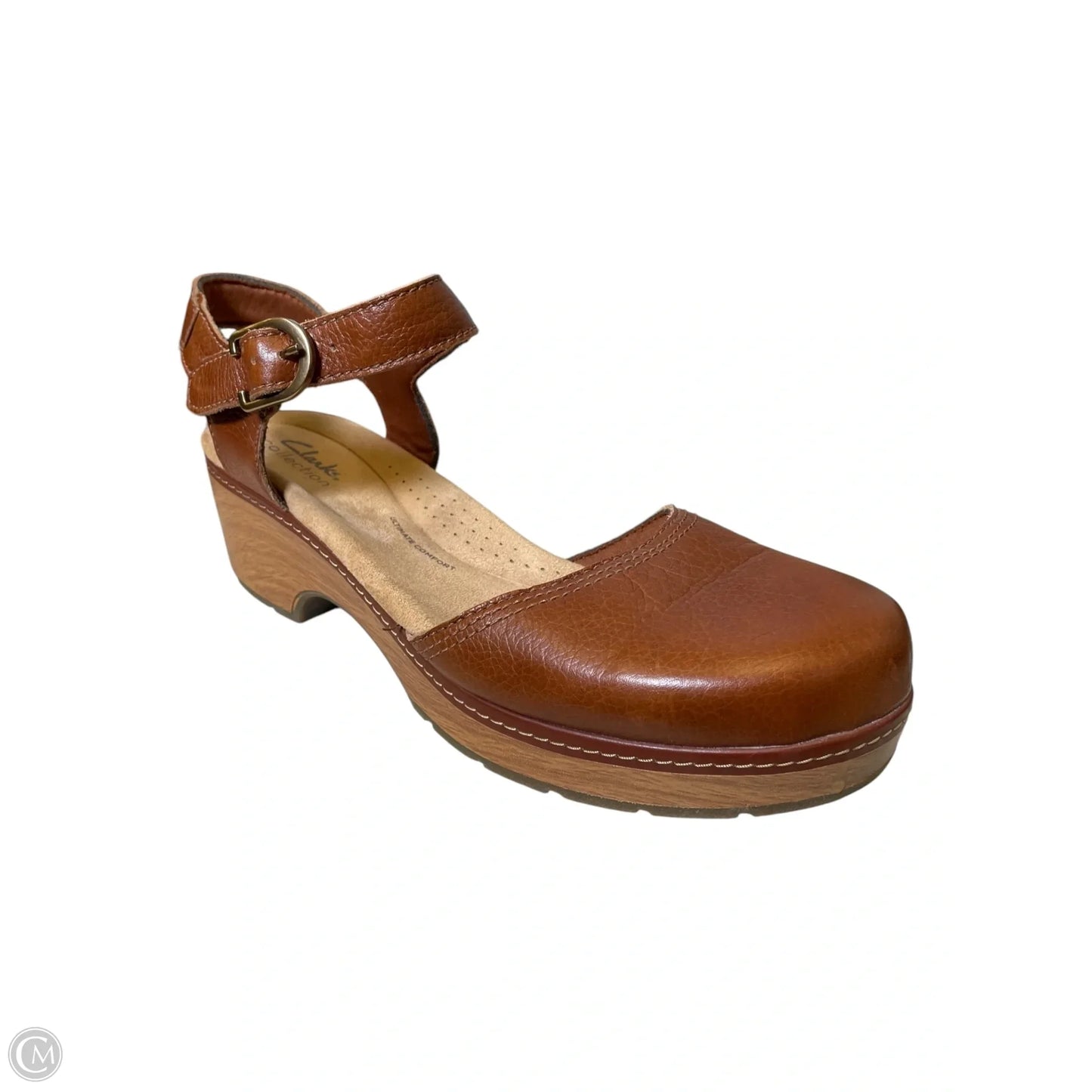 Sandals Heels Block By Clarks In Brown, Size: 10