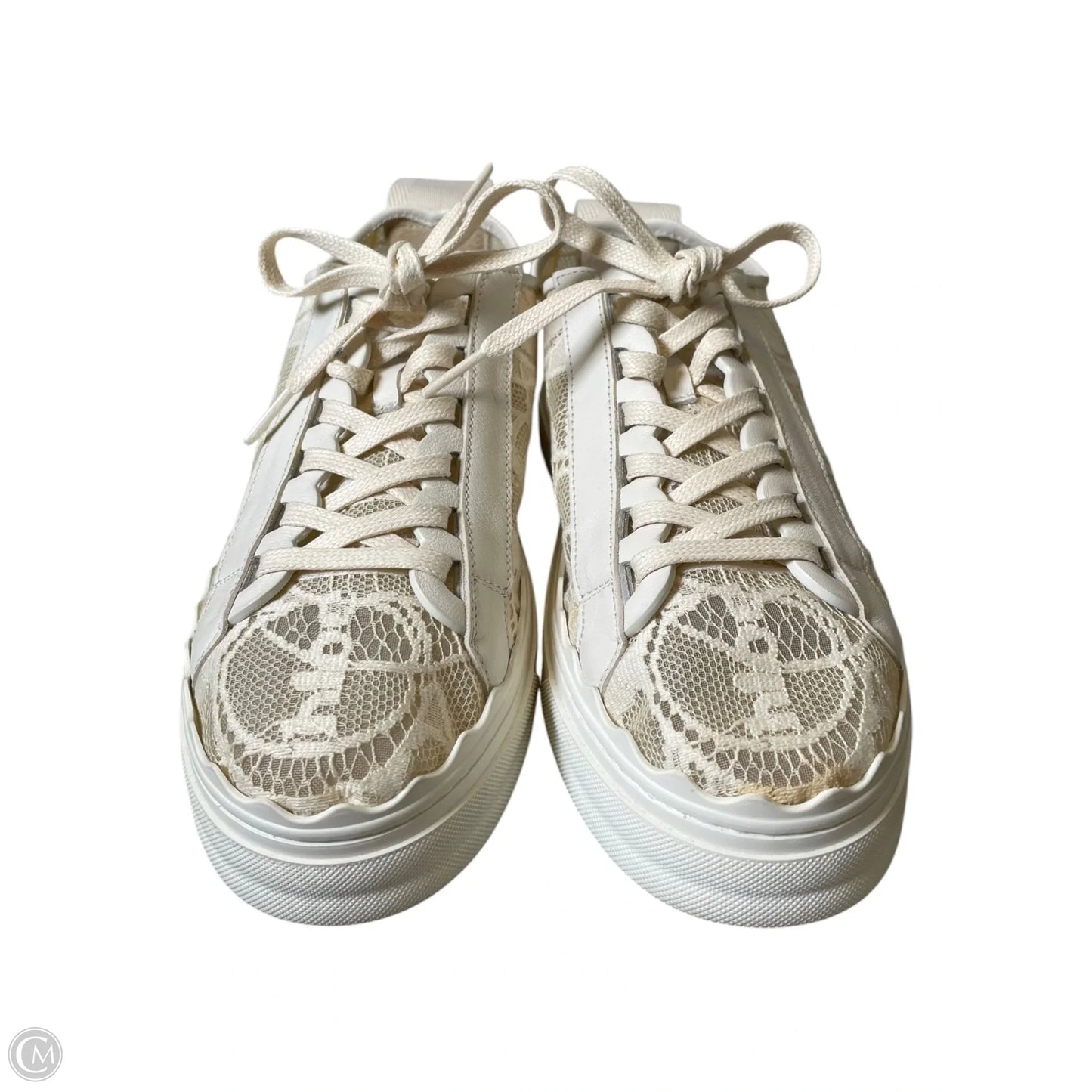 Shoes Luxury Designer By Chloe In Cream, Size: 7.5
