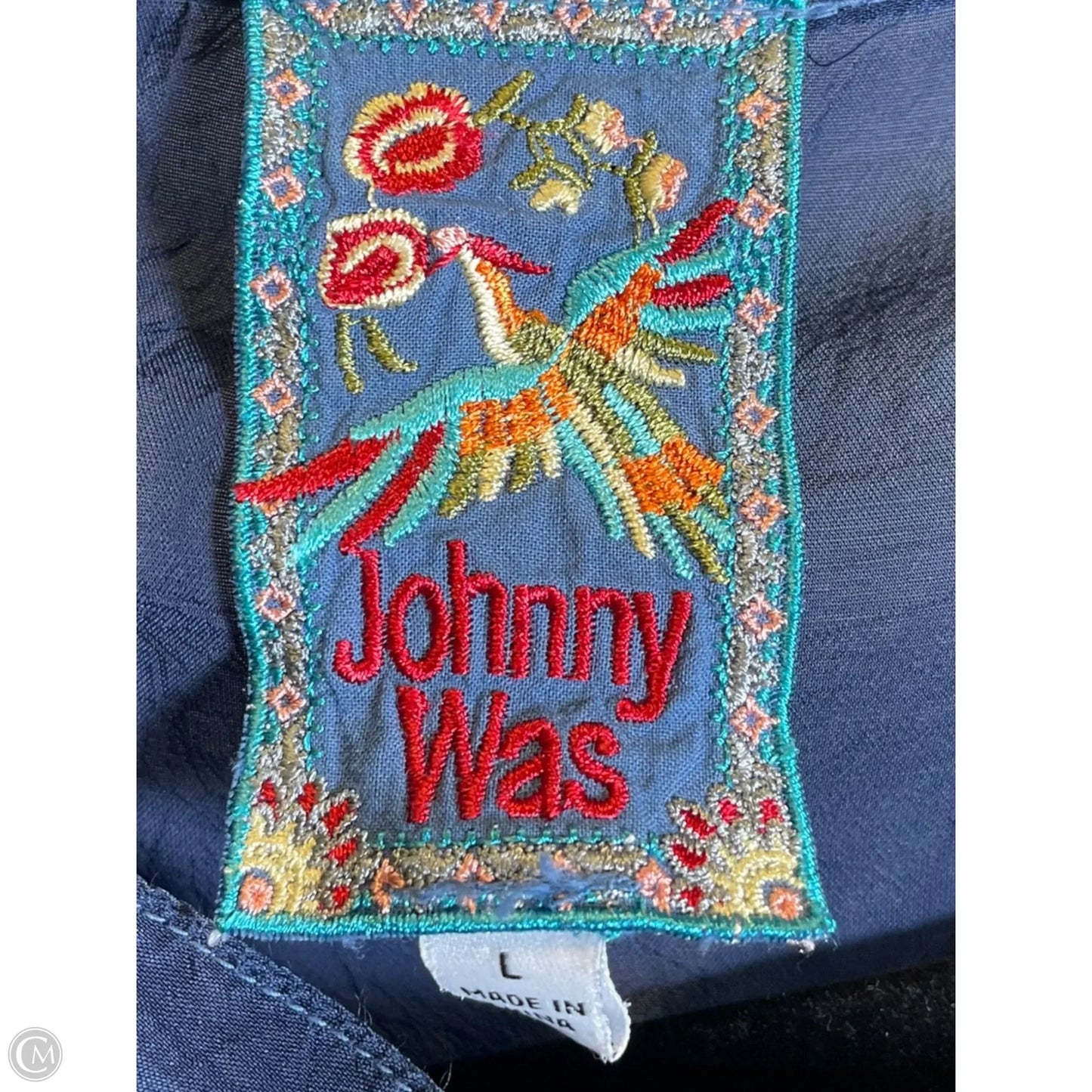 Top Short Sleeve By Johnny Was In Navy, Size: L