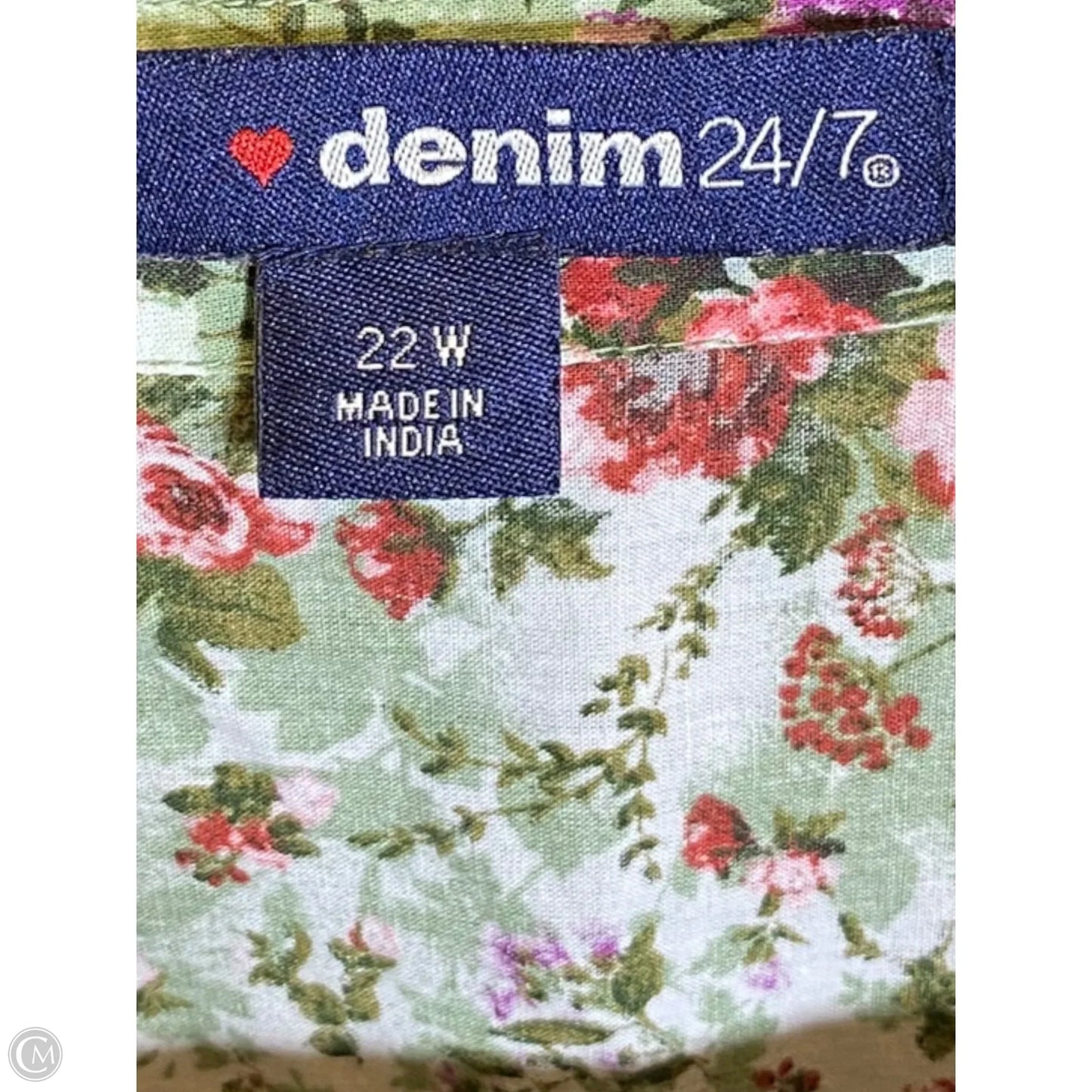 Top 3/4 Sleeve By Denim 24/7 In Floral Print, Size: 22