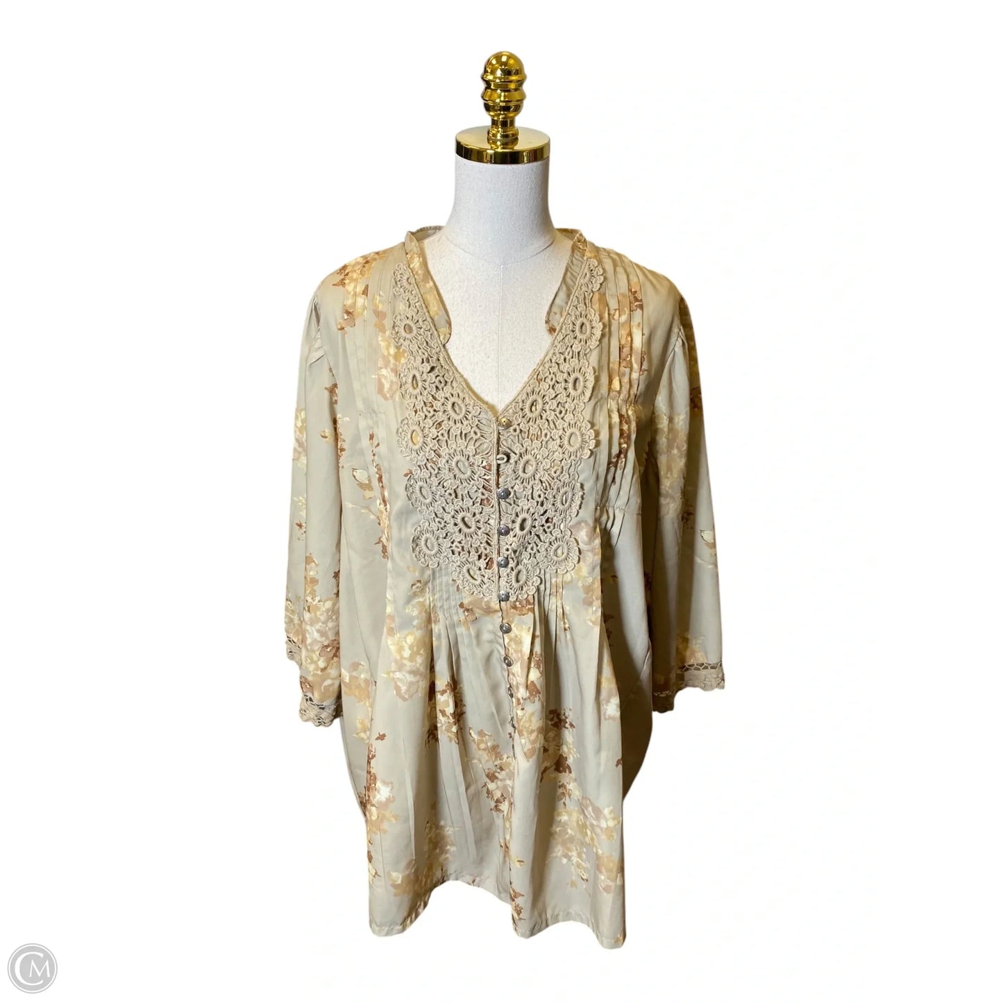 Top 3/4 Sleeve By Roamans In Floral Print, Size: 20