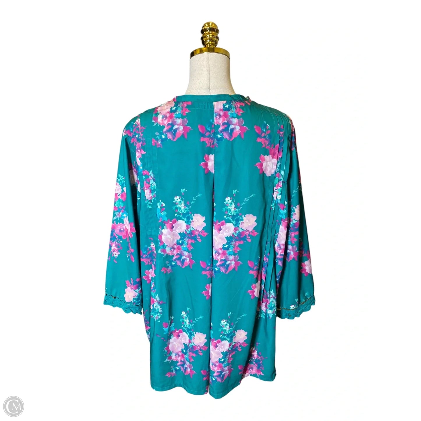 Top 3/4 Sleeve By Roamans In Floral Print, Size: 20