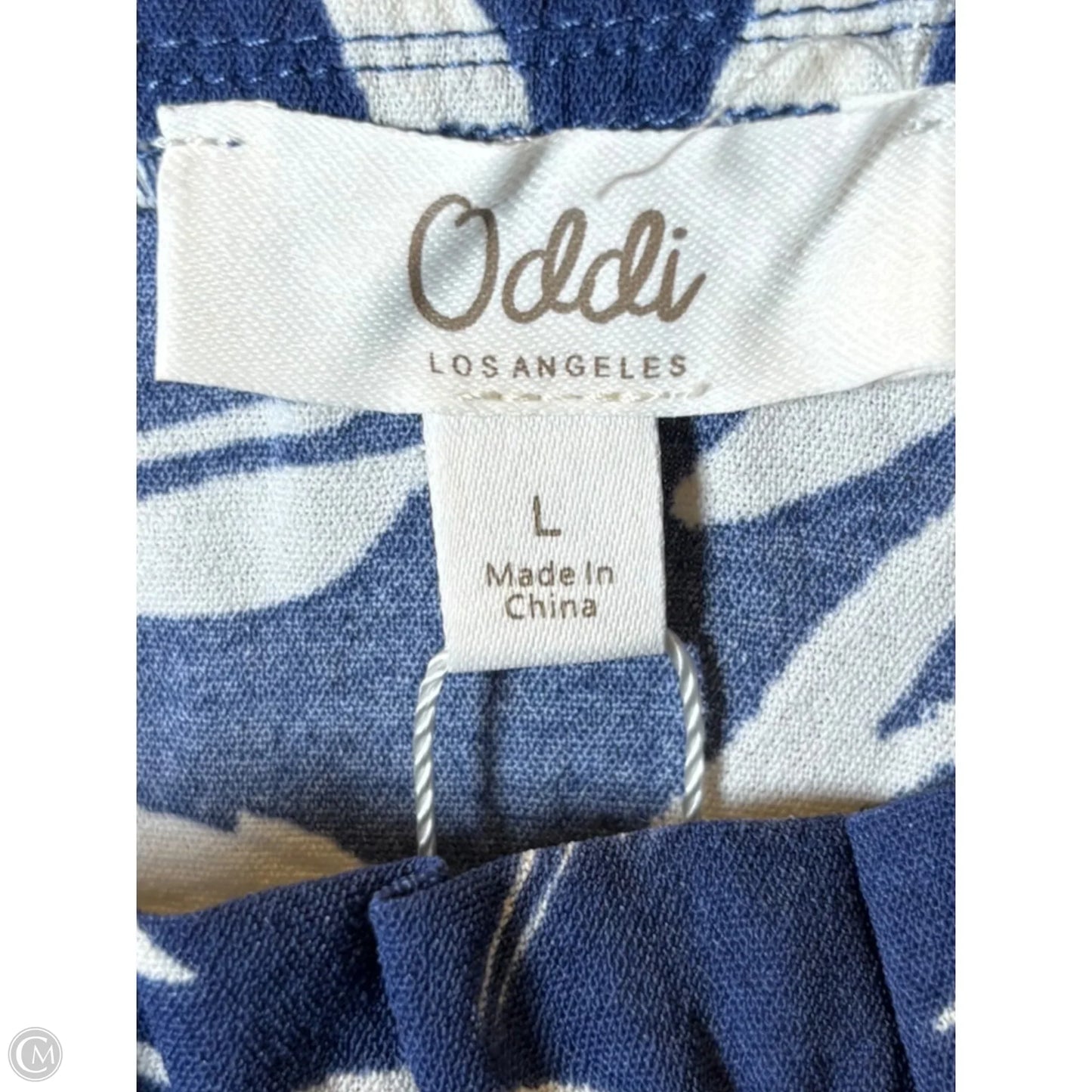 Top Short Sleeve By Oddi In Blue & Cream, Size: L