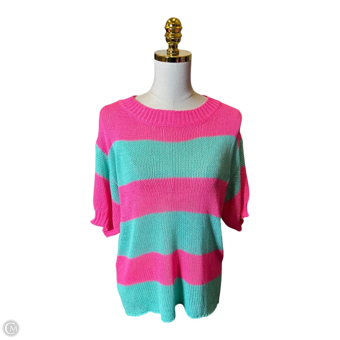 Top Short Sleeve By Bibi In Blue & Pink, Size: M