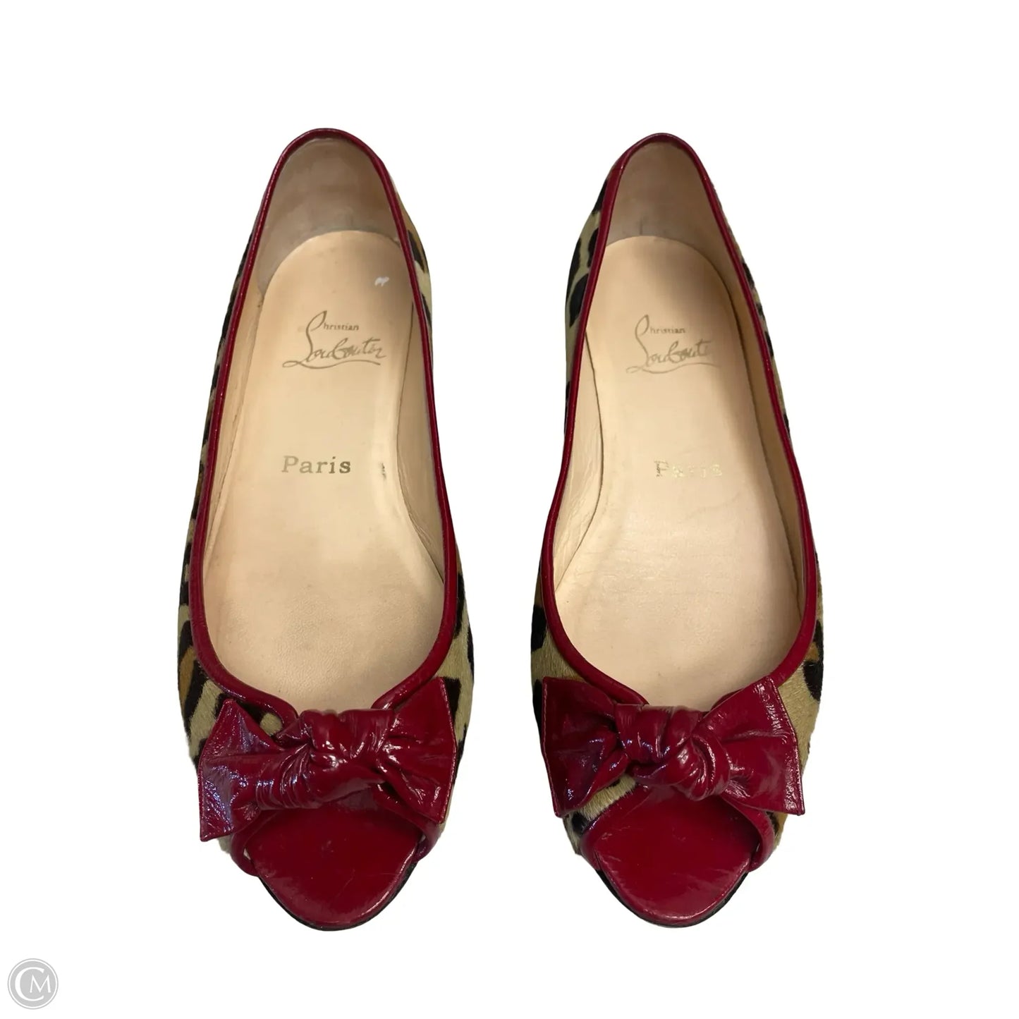 Sandals Luxury Designer By Christian Louboutin In Animal Print, Size: 7.5