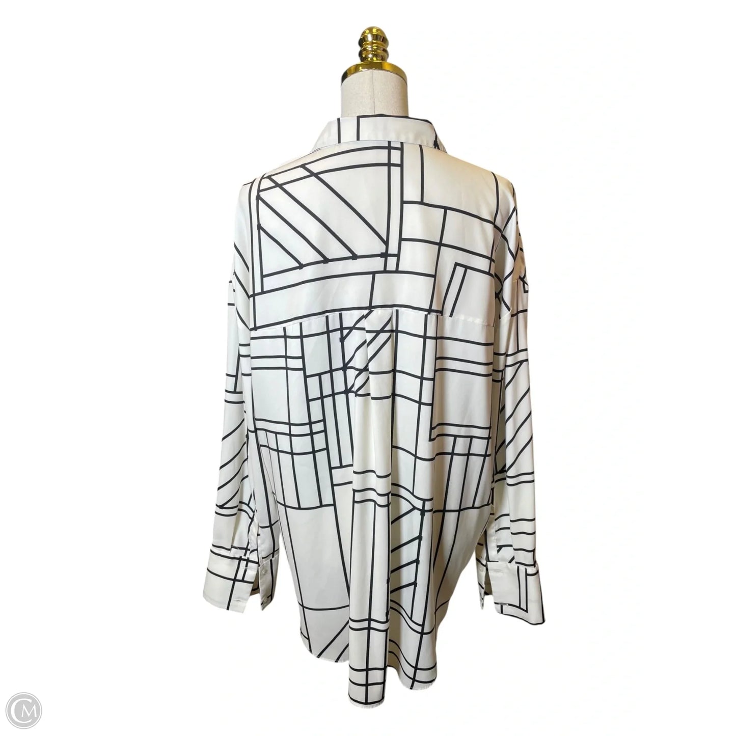 Blouse Long Sleeve By Express In Black & White, Size: Xl
