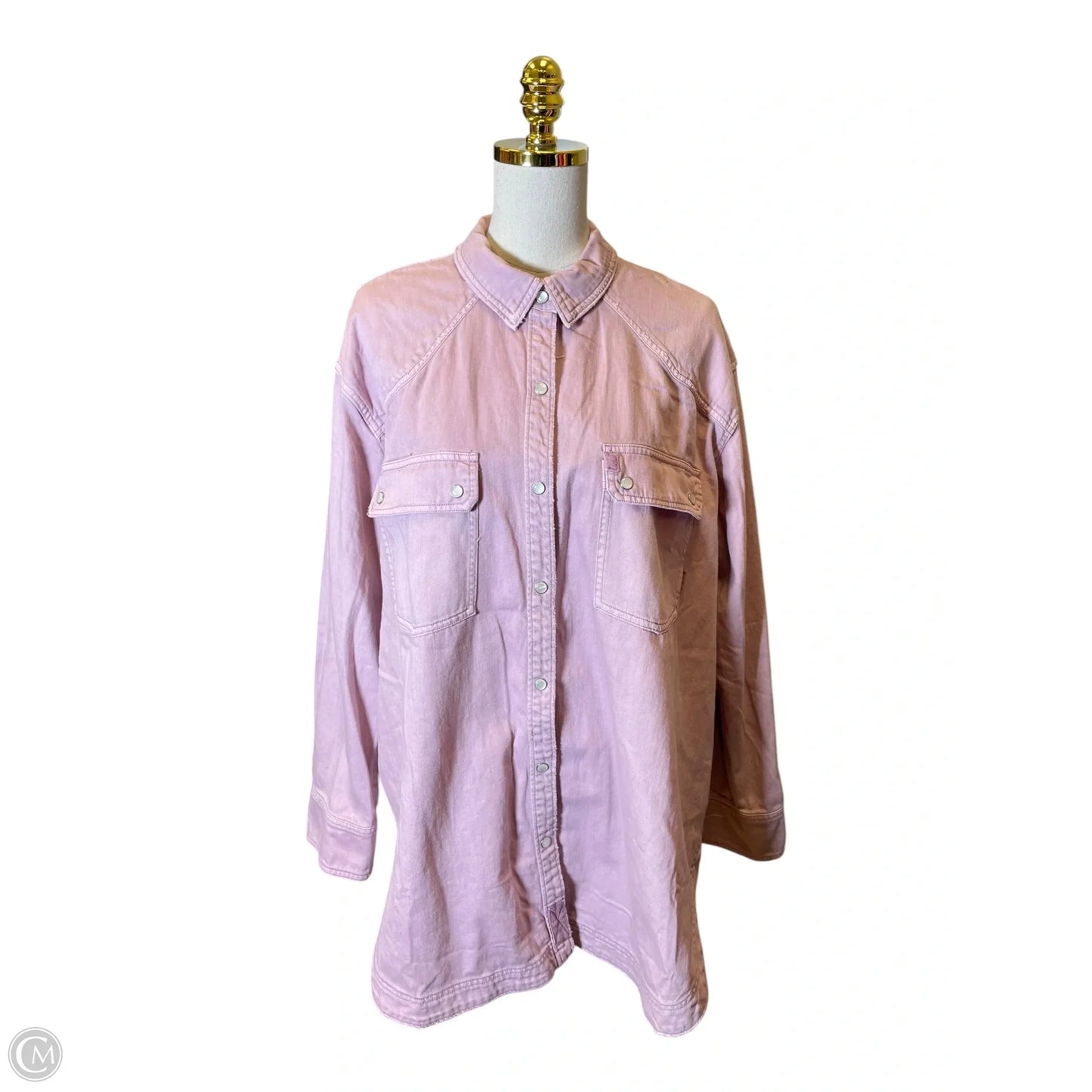 Jacket Denim By Free People In Pink, Size: L