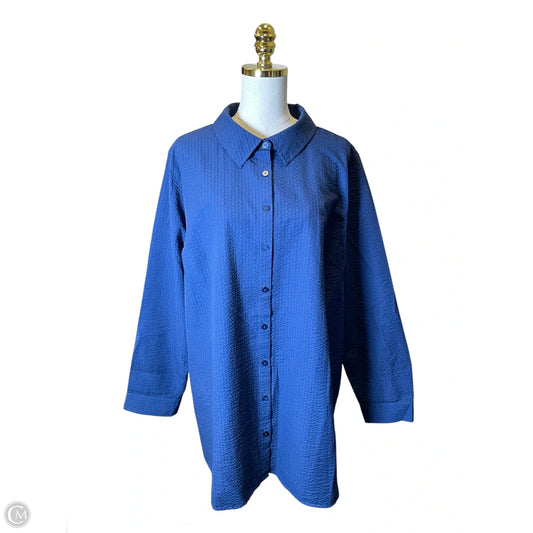 Blouse Long Sleeve By Joan Rivers In Navy, Size: 2x