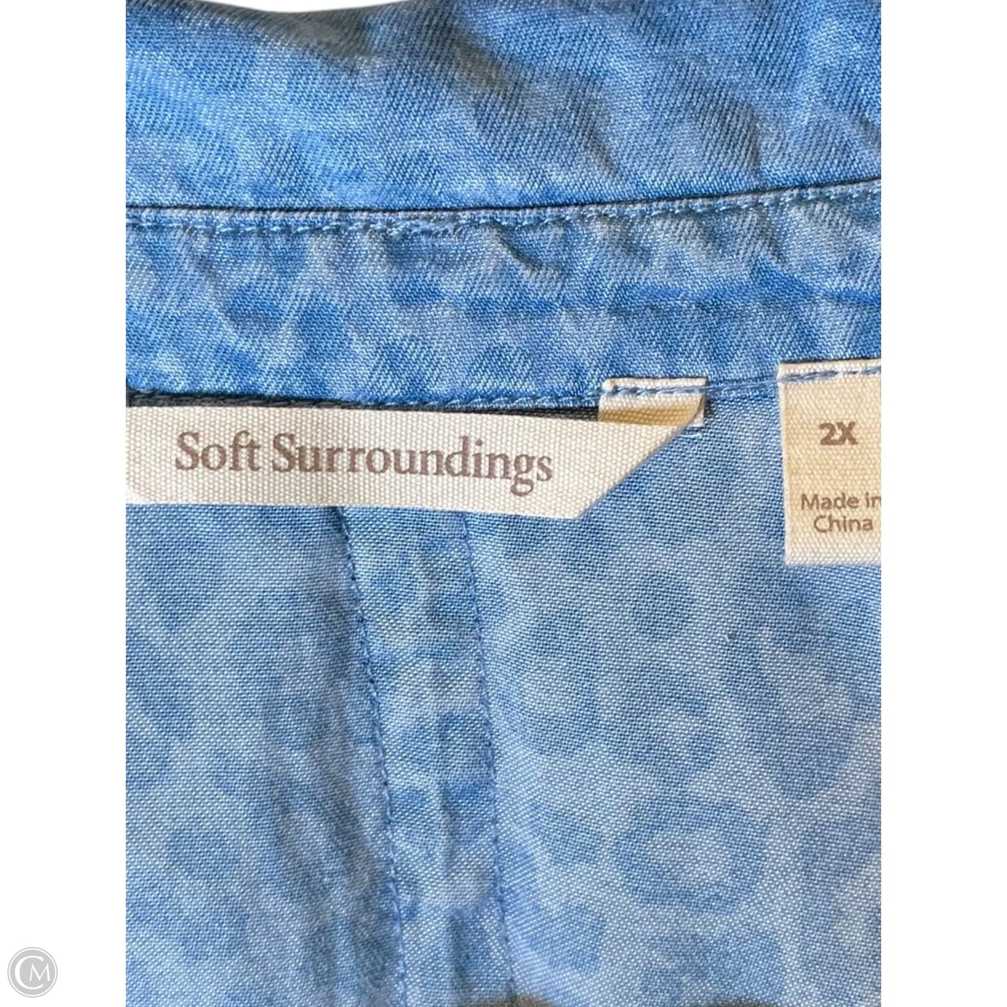 Blouse Long Sleeve By Soft Surroundings In Blue Denim, Size: 2x