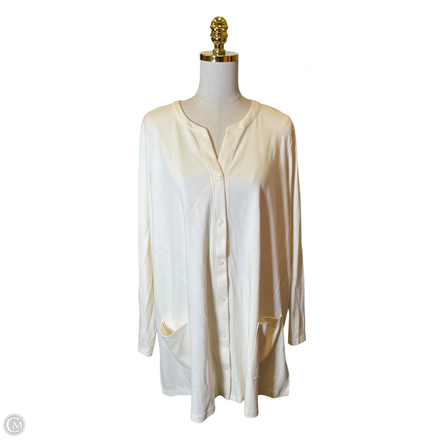 Cardigan By Isaac Mizrahi In Cream, Size: 2x