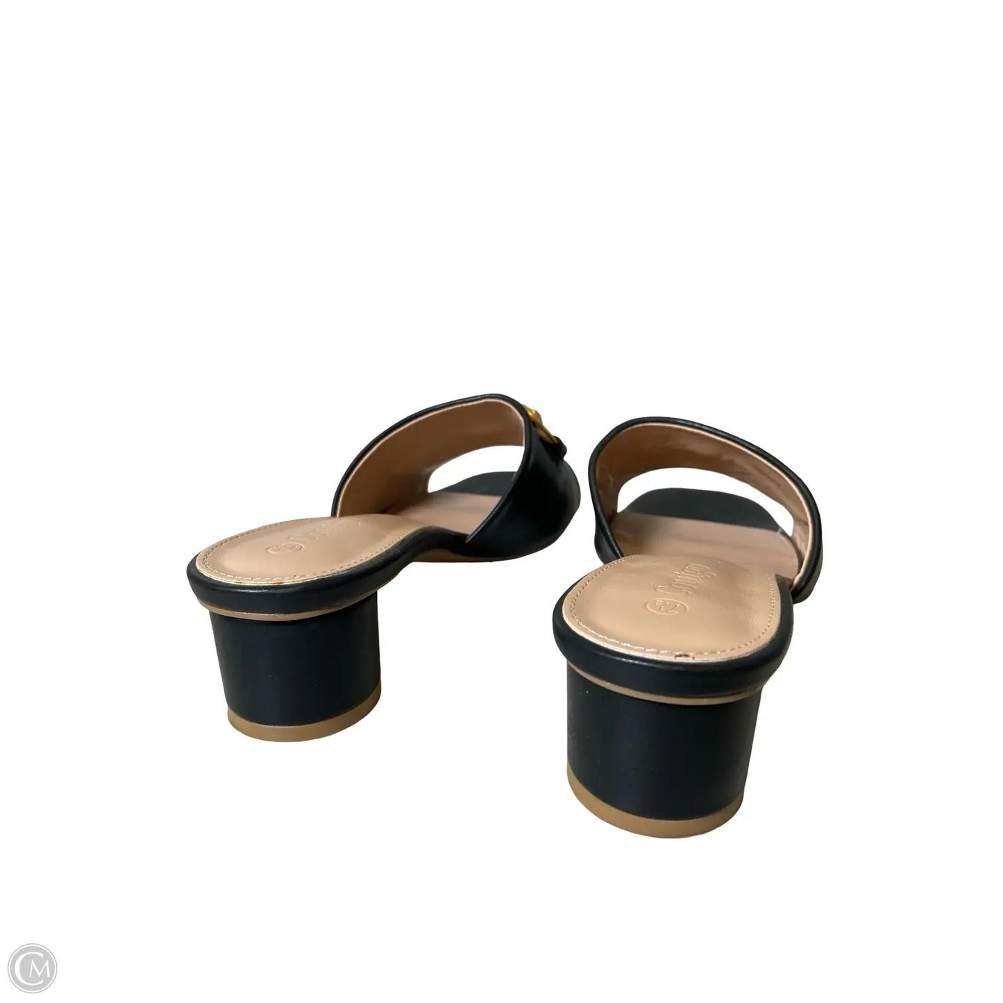 Sandals Heels Block By Clothes Mentor In Black, Size: 7.5