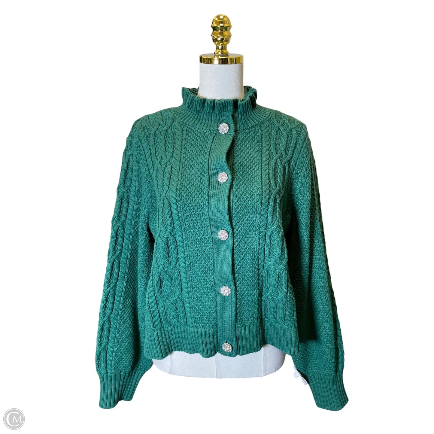 Sweater Cardigan By Talbots In Green, Size: Xl