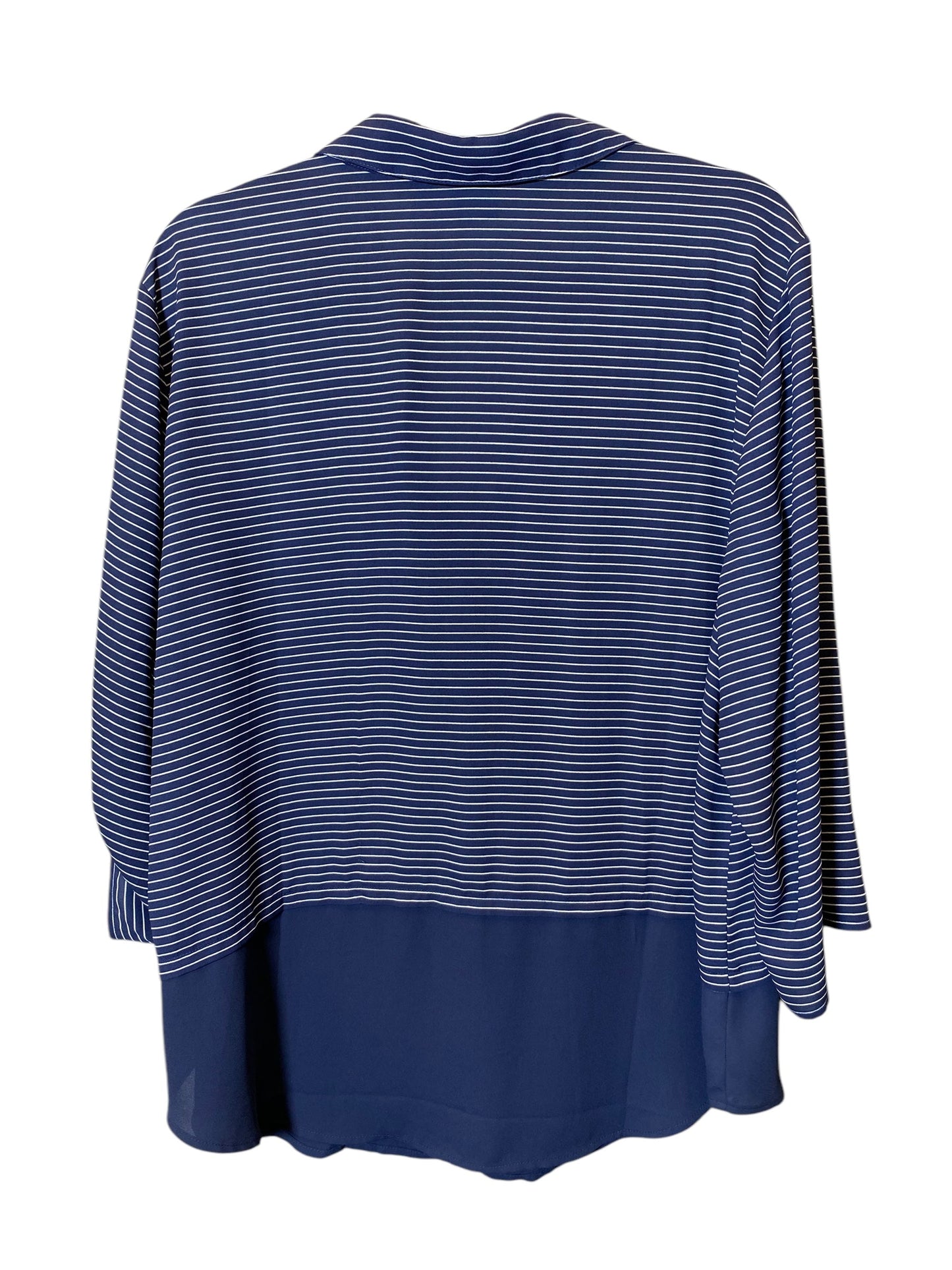 Blouse 3/4 Sleeve By Chicos In Navy, Size: Xl