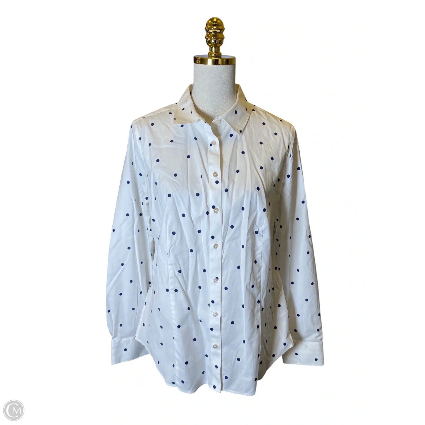 Blouse Long Sleeve By Talbots In Polkadot Pattern, Size: 12
