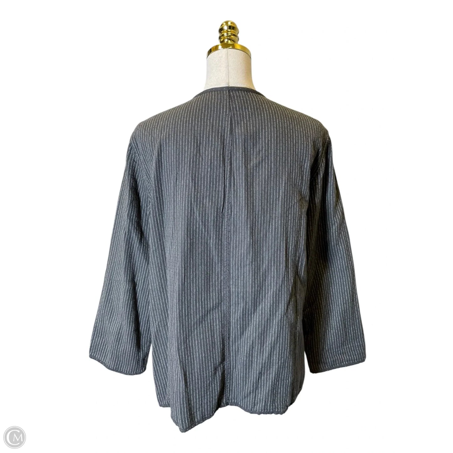 Jacket Moto By Eileen Fisher In Grey, Size: L