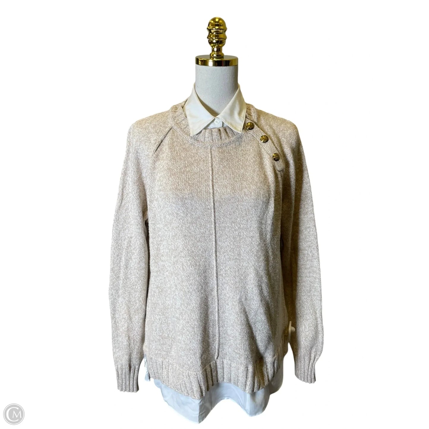 Sweatshirt Collar By Ralph Lauren In Cream & White, Size: L