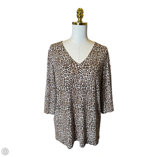 Top 3/4 Sleeve Designer By Michael Kors In Animal Print, Size: Xl