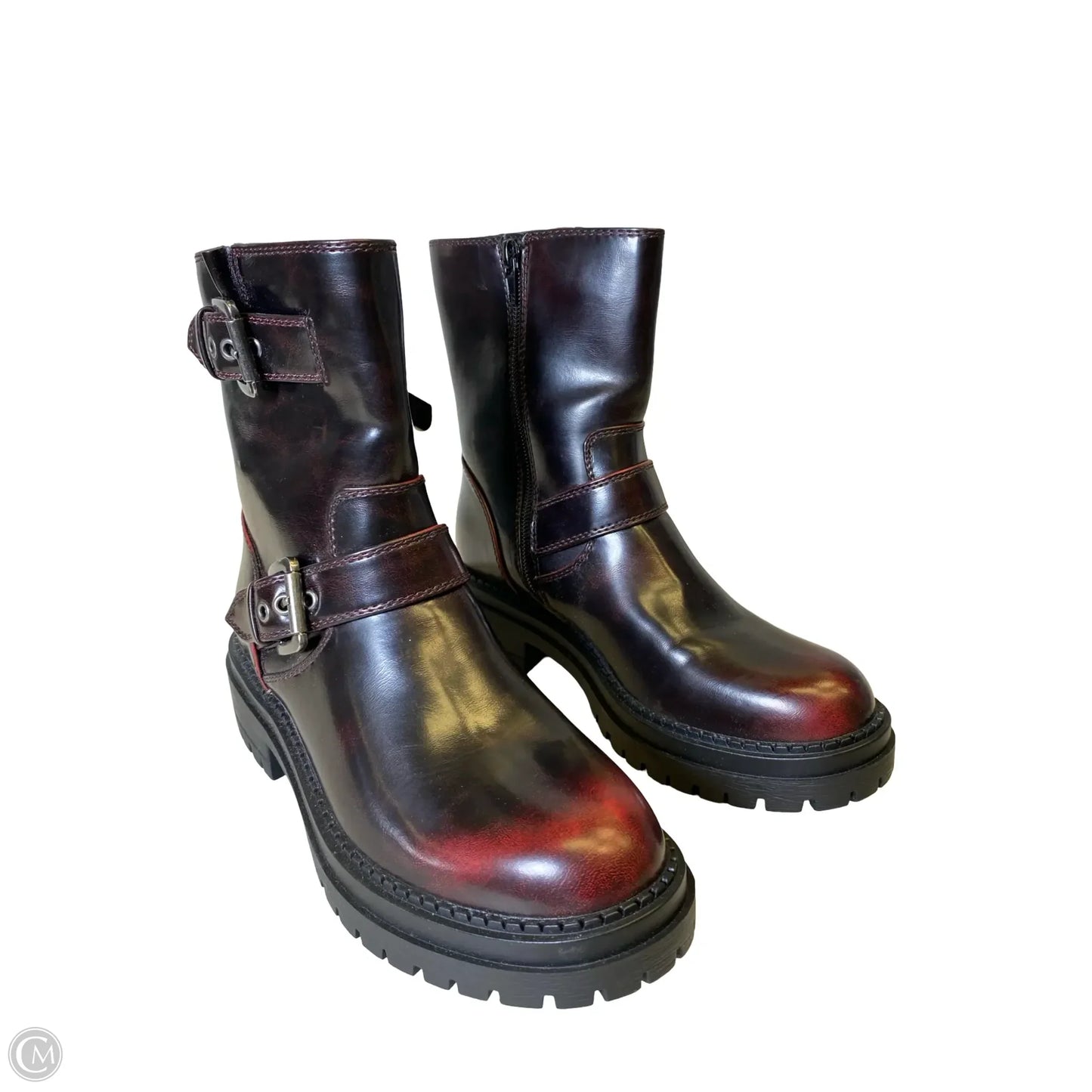 Boots Combat By Arizona Jean Co In Maroon, Size: 6.5