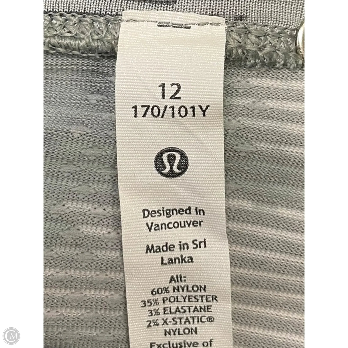 Athletic Top Short Sleeve By Lululemon In Grey, Size: 12