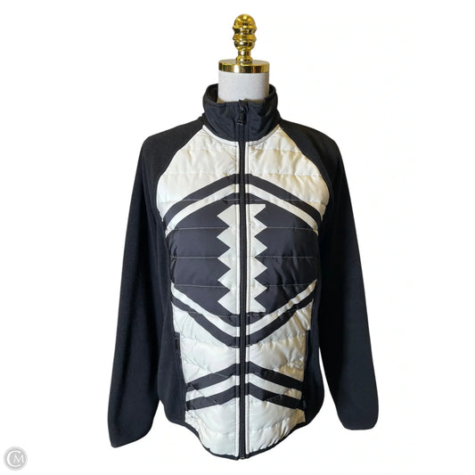 Jacket Puffer & Quilted By Lauren By Ralph Lauren In Black & Cream, Size: L