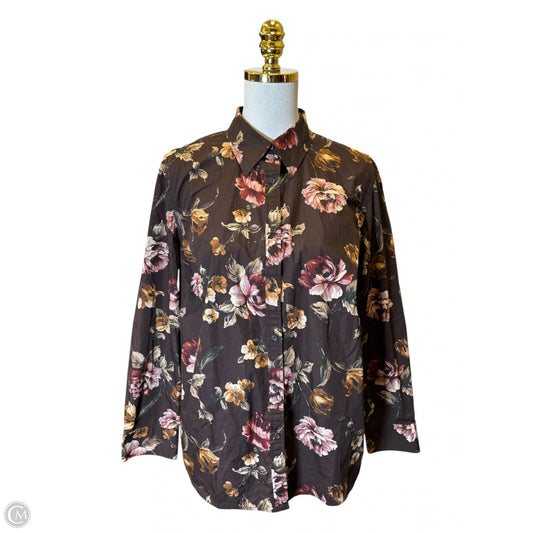 Blouse Long Sleeve By Chaps In Floral Print, Size: 1x