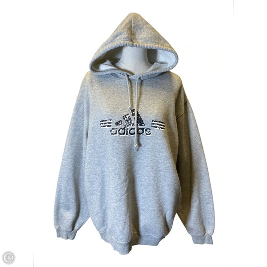 Sweatshirt Hoodie By Adidas In Grey, Size: L