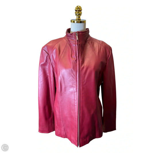 Jacket Leather By Clothes Mentor In Red, Size: 2x