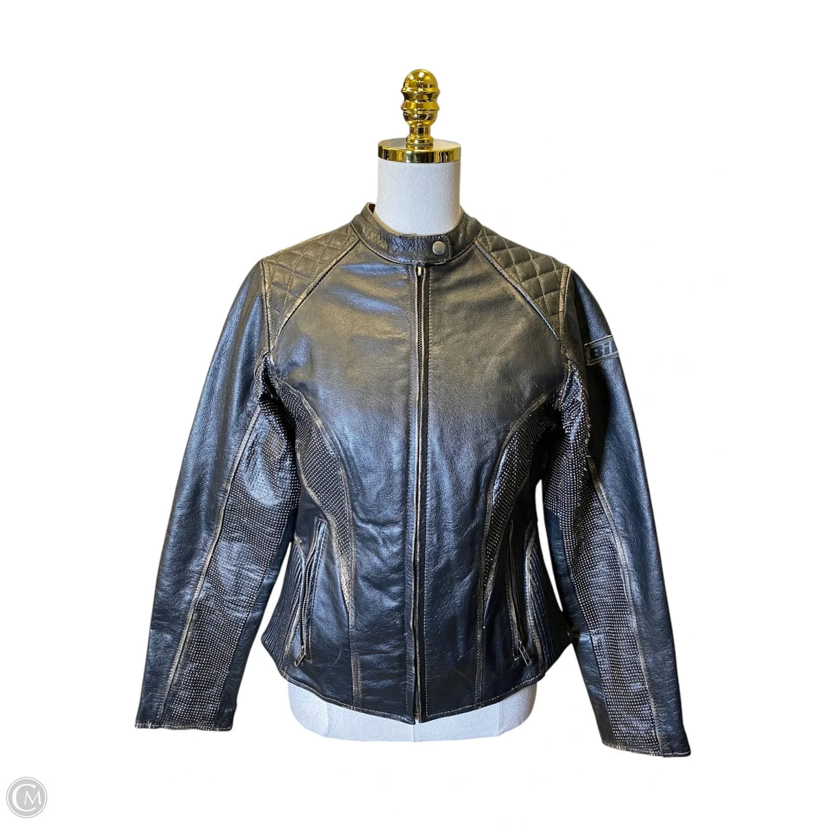 Jacket Leather By Clothes Mentor In Black, Size: L