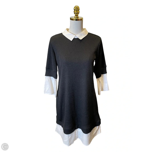 Dress Sweater By Sharagano In Black & White, Size: M