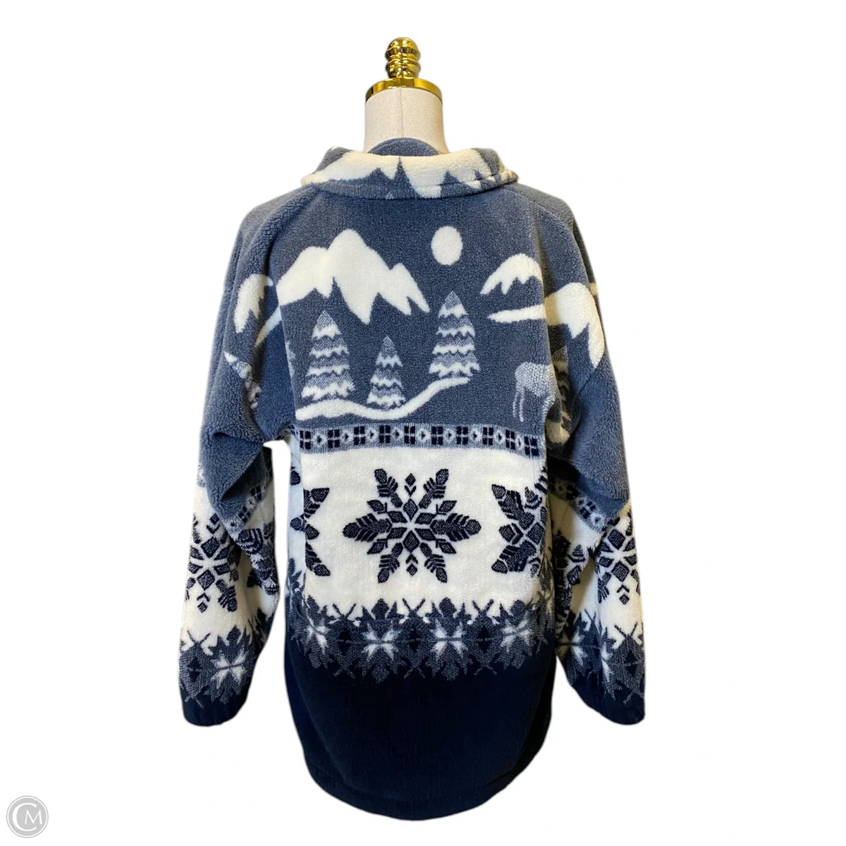 Jacket Fleece By Cabelas In Blue & White, Size: S