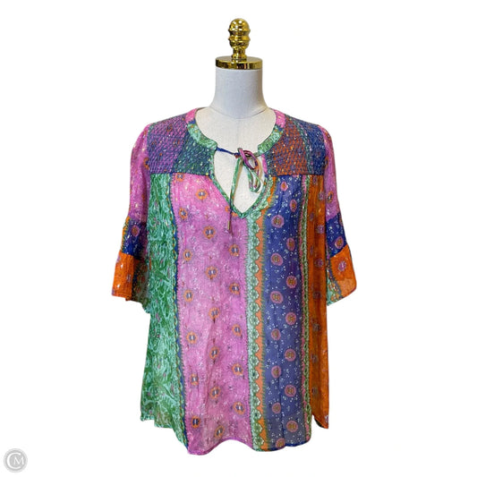 Top Short Sleeve By Anthropologie In Multi-colored, Size: S