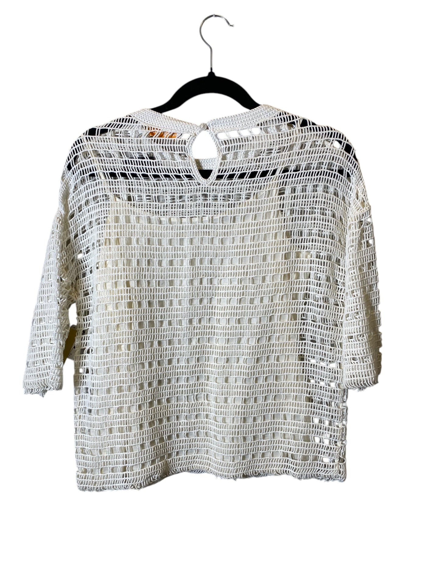 Top 3/4 Sleeve Designer By Tory Burch In White, Size: S